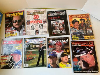 LOT OF 8 NASCAR ILLUSTRATED MAGAZINES, ETC.