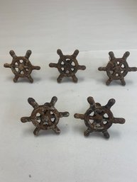 CAST IRON DRAWER PULL SHIP WHEELS
