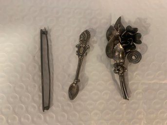 LOT OF 3 STERLING SILVER PINS  26 GRAMS