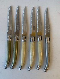 SET OF 6 LAGUIOLE JEAN DUBOST STEAK KNIVES, FRANCE