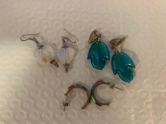 LOT OF 3 STERLING SILVER EARRINGS   17 GRAMS