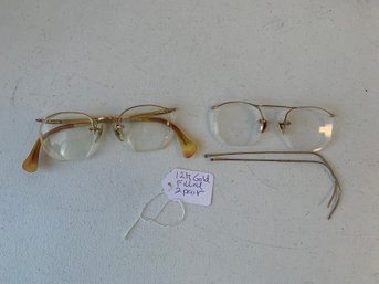 PAIR OF VINTAGE GLASSES, PARTS, 12K GOLD FILLED