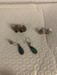 LOT OF 3 PAIRS OF STERLING SILVER EARRINGS  6 GRAMS