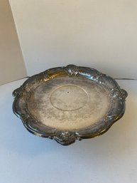 HEAVY SILVERPLATED FOOTED SERVING PLATE, 14.5'W X 4.5'H