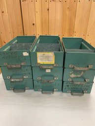 9 METAL FILE DRAWERS