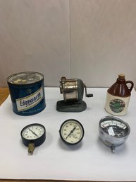 MISC. LOT WITH EDGEWORRY TIN BOSTON PENCIL SHARPNER/OTHERS