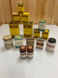 LOT OF 15 PHARMACY BOTTLES TINS CONTAINERS