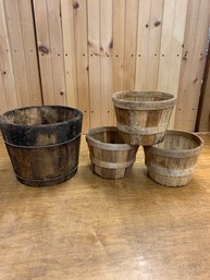 3 FRUIT BASKETS WOODEN BUCKET