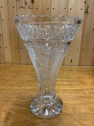 BEAUTIFUL CUT GLASS HEAVY VASE