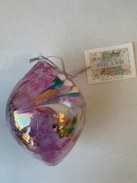 STUNNING HANDBLOWN GLASS ORNAMENT/ WITCH BALL, 6'H  #2     POLAND