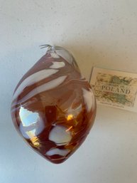 BEAUTIFUL HANDBLOWN GLASS ORNAMENT/ WITCHBALL,   6'H, MADE IN POLAND,     #3