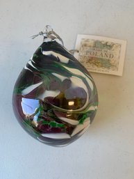 STUNNING HANDBLOWN GLASS ORNAMENT/ WITCH BALL,  6'H MADE IN POLAND,   #4