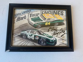 SIGNED ELMO LANGLEY FRAMED PICTURE,  7.5' X 5.5'