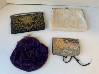 LOT OF 4 VINTAGE CLUTCH PURSES