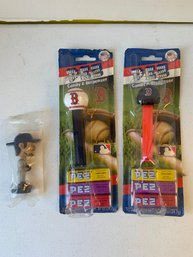 PAIR OF BOSTON RED SOX PEZ CANDY DISPENSERS W/ ICHIRO BOBBLEHEAD