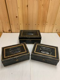 LOT OF 3 METAL CASH BOXES