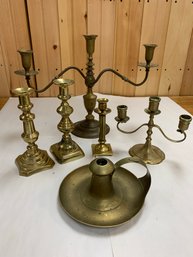 LOT OF 6 BRASS CANDLE HOLDERS