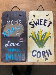 PAIR OF SLATE PAINTED SIGNS