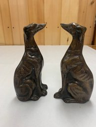 ANTIQUE WEIGHTED WHIPPET GREYHOUND BOOK ENDS