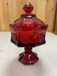 BEAUTIFUL RED COIN GLASS DISH