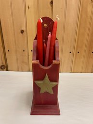 FOLK ART CANDLE HOLDERS W/CANDLES