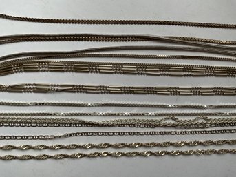 Lot Of 8 Good Quality Sterling Silver Chains Measuring 16-24