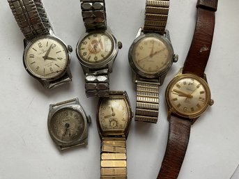 6 Vintage Mechanical Watches Running With Need Of Service Helbros Caravelle Bulova Etc