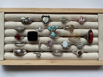 Lot Of 20 Sterling Silver Rings For Wear Or Resale 92 Grams