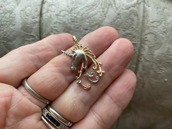 Vintage 14k Gold Tri Color Michael Anthony Unicorn Pendant Rare