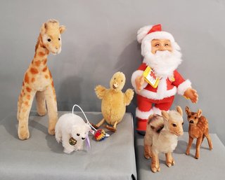 LOT OF SMALL VINTAGE MOHAIR / PLUSH / VELVETEEN  ANIMALS & SANTA