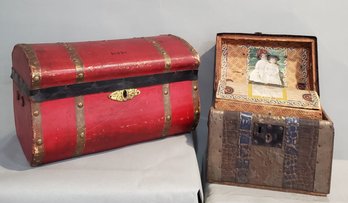 LOT OF 2 DOLL TRUNKS