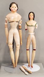 LOT OF 2 MILLINERS MODEL / PAPIER MACHE DOLLS PARTS/REPAIR