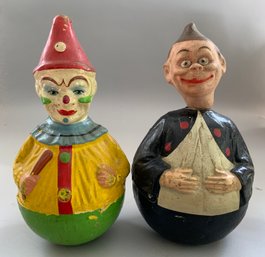 2  Schoenhut Paper Mache Rolly Dolly Toys