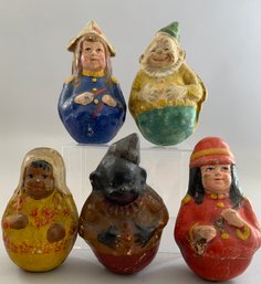 5  5 Schoenhut Paper Mache Rolly Dolly Toys