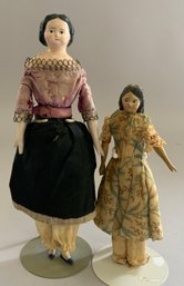 2  Black Hair Paper Mache Milliners Models