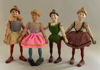 4  7  Schoenhut Circus Acrobats With Bisque Heads