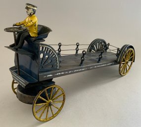 15 ¼' George Brown Clockwork Delivery Wagon With Driver, Tin & Cast Iron
