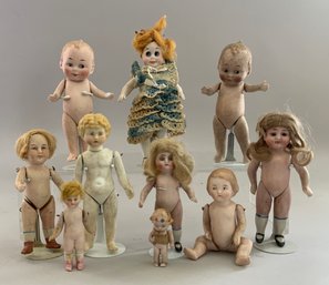 Lot Of 10 Small All Bisque Dolls