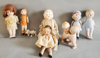 LOT OF  7 VINTAGE JAPANESE ALL BISQUE DOLLS