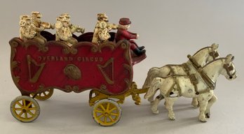 Vintage 'KENTON' CAST IRON HORSE-DRAWN 'OVERLAND CIRCUS' BANDWAGON