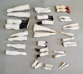 LARGE LOT OF ANTIQUE / VINTAGE CHINA ARMS & LEGS FOR DOLL REPAIR