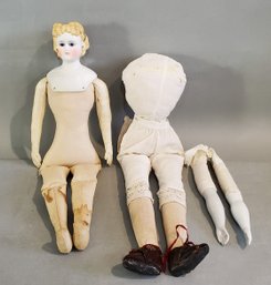 LOT OF 2 - GLASS EYED PARIAN / CLOTH BODY