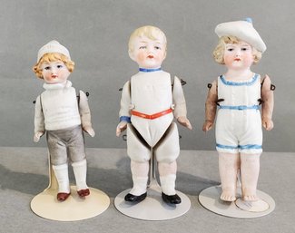 LOT OF 3 GERMAN ALL BISQUE DOLLS