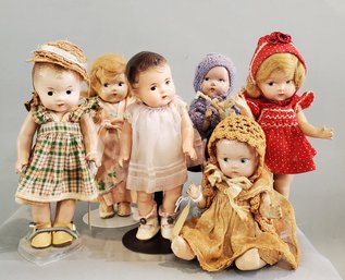 LOT OF SMALL VINTAGE COMPOSITION DOLLS VOGUE / MADAME ALEXANDER