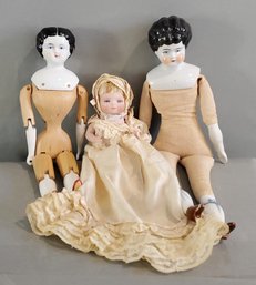 LOT OF 3 ANTIQUE DOLLS