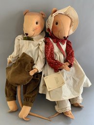 29 Male & Female Mouse Hubbard, Felt Dolls