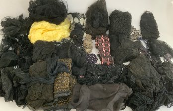 Lot Of Antique Black Lace, Trims, & Jet Beaded Trims