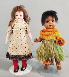 LOT OF 2 GERMAN BISQUE DOLLS