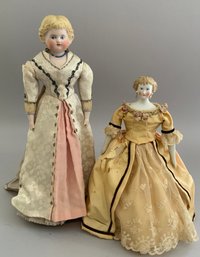 2  Blonde Hair Parian/bisque Dolls