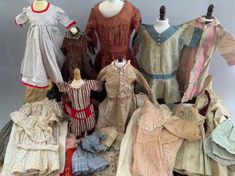 Lot Of Antique Doll Dresses, Clothes, Corset, Etc.